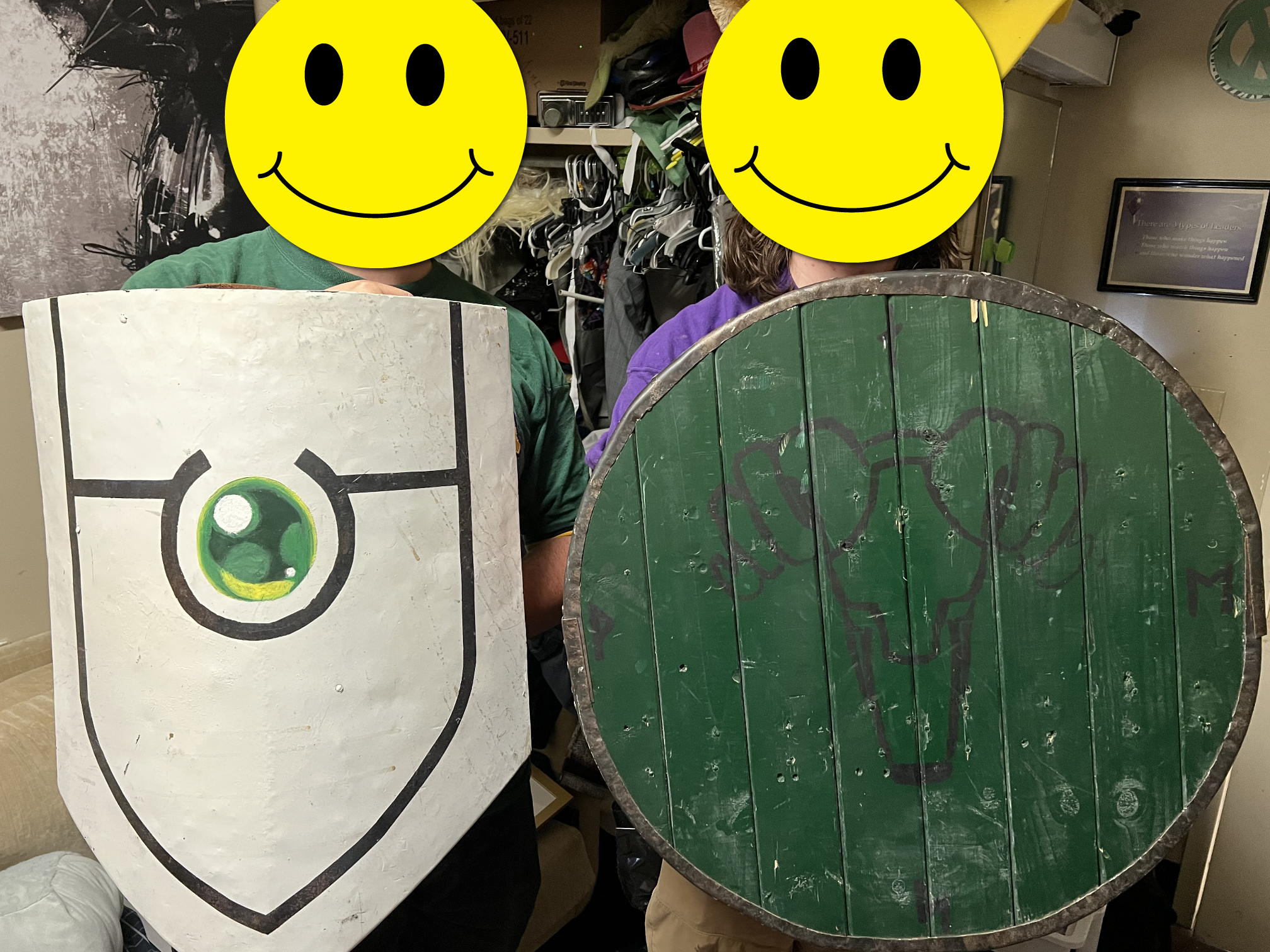 Two Lambda Chi Alpha Members Holding Two Shields